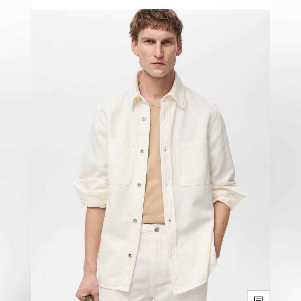 Mango Men’s denim Over shirt,sz M,New Without Tag, ivory